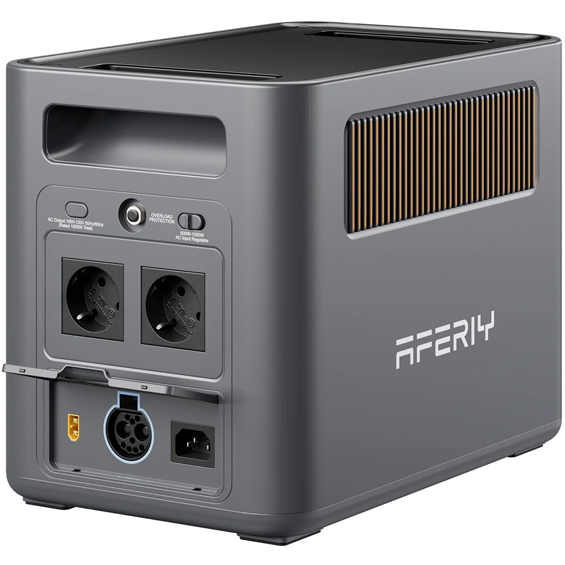 Задня панель AFERIY AF-P180 Pro — AC-розетки та входи для заряджання від мережі, сонячних панелей і автомобіля