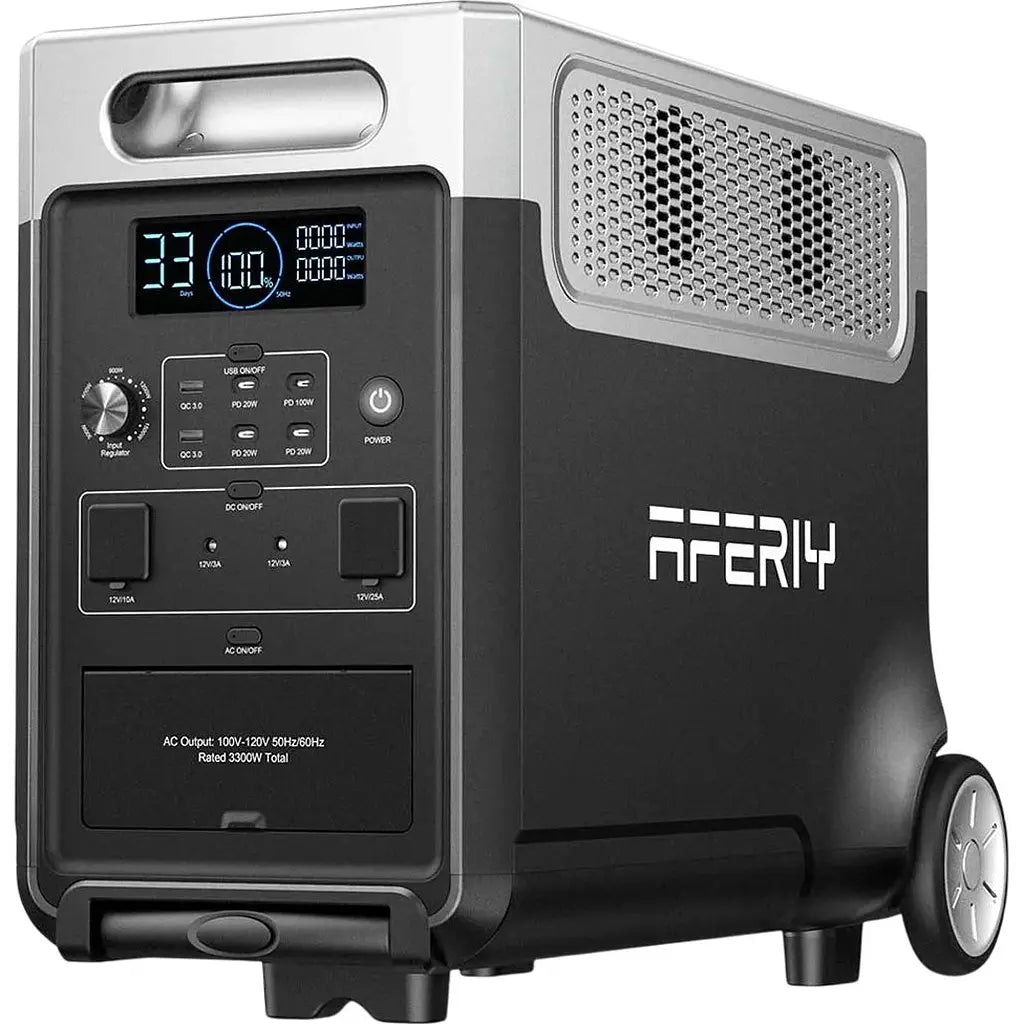 Портативна зарядна станція AFERIY AF-P310-EC-H 3840 Вт·год — вигляд спереду з дисплеєм та AC-розетками