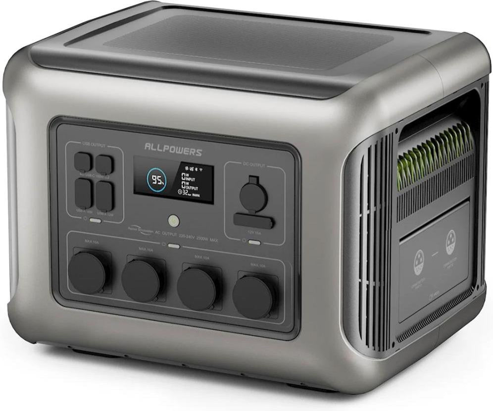 ALLPOWERS R2500 збоку — компактний корпус з ручкою для перенесення та системою охолодження
